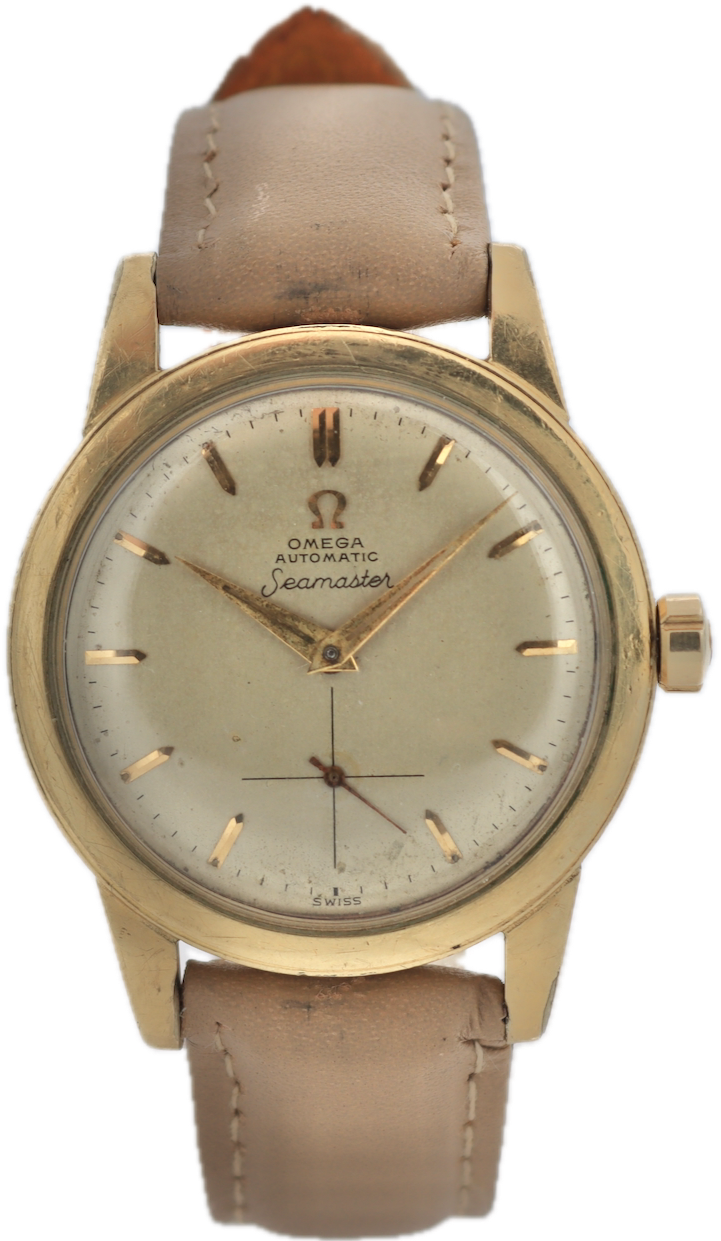 Vintage Omega F6249 Seamaster Men's Bumper Automatic Wristwatch 344 Swiss 14k GF