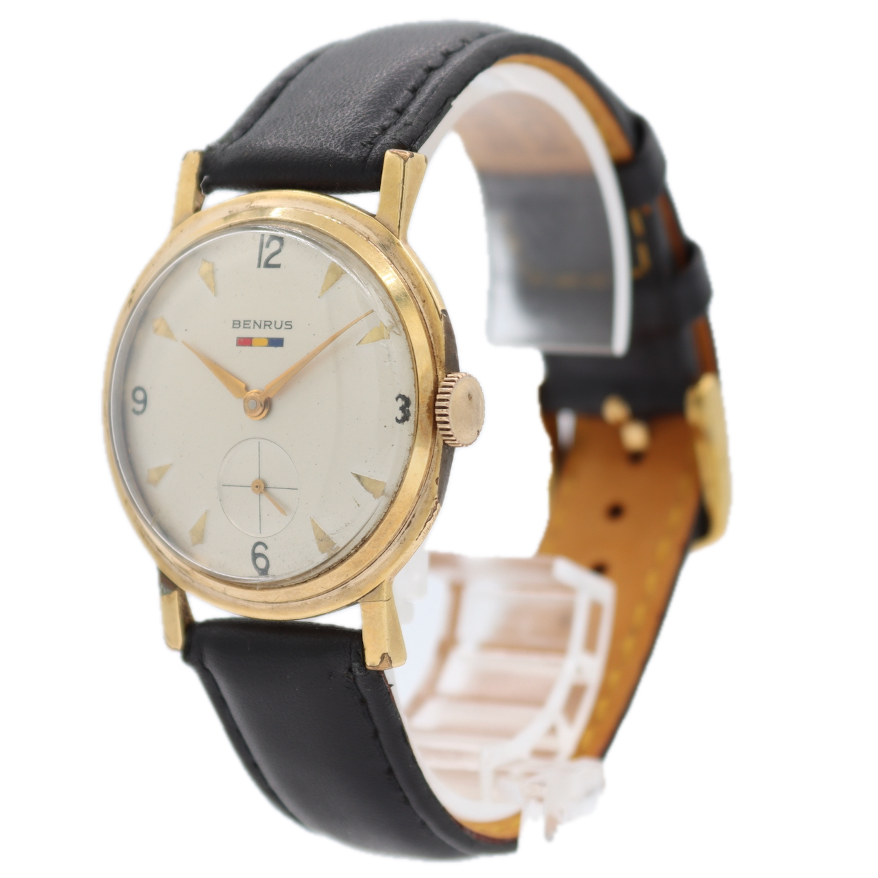 Vintage Benrus DN21 Men's Mechanical Wristwatch ETA 1280 Swiss Gold Tone Cream