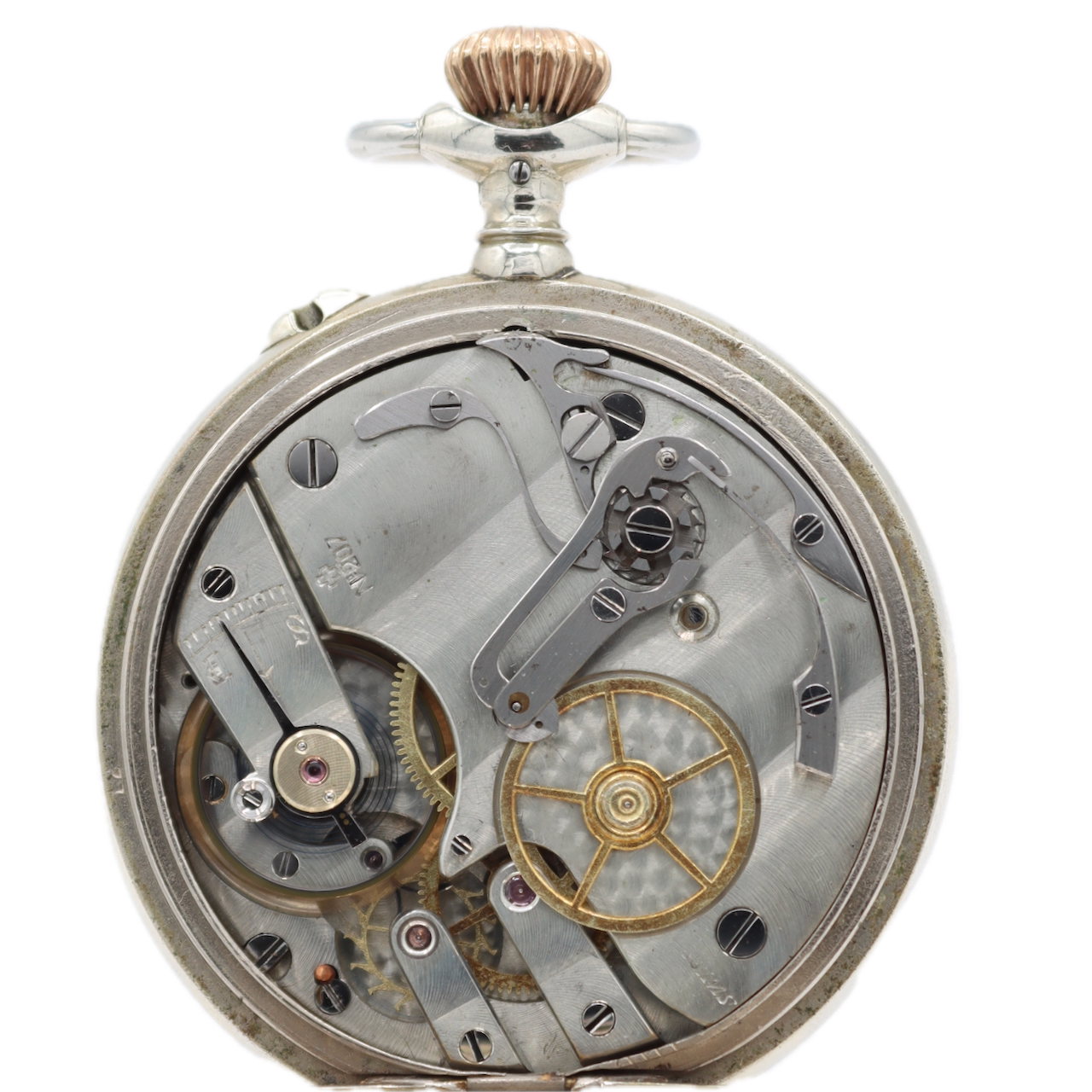 Antique 50mm Unbranded Engraving Mechanical Chronograph Pocket Watch Swiss