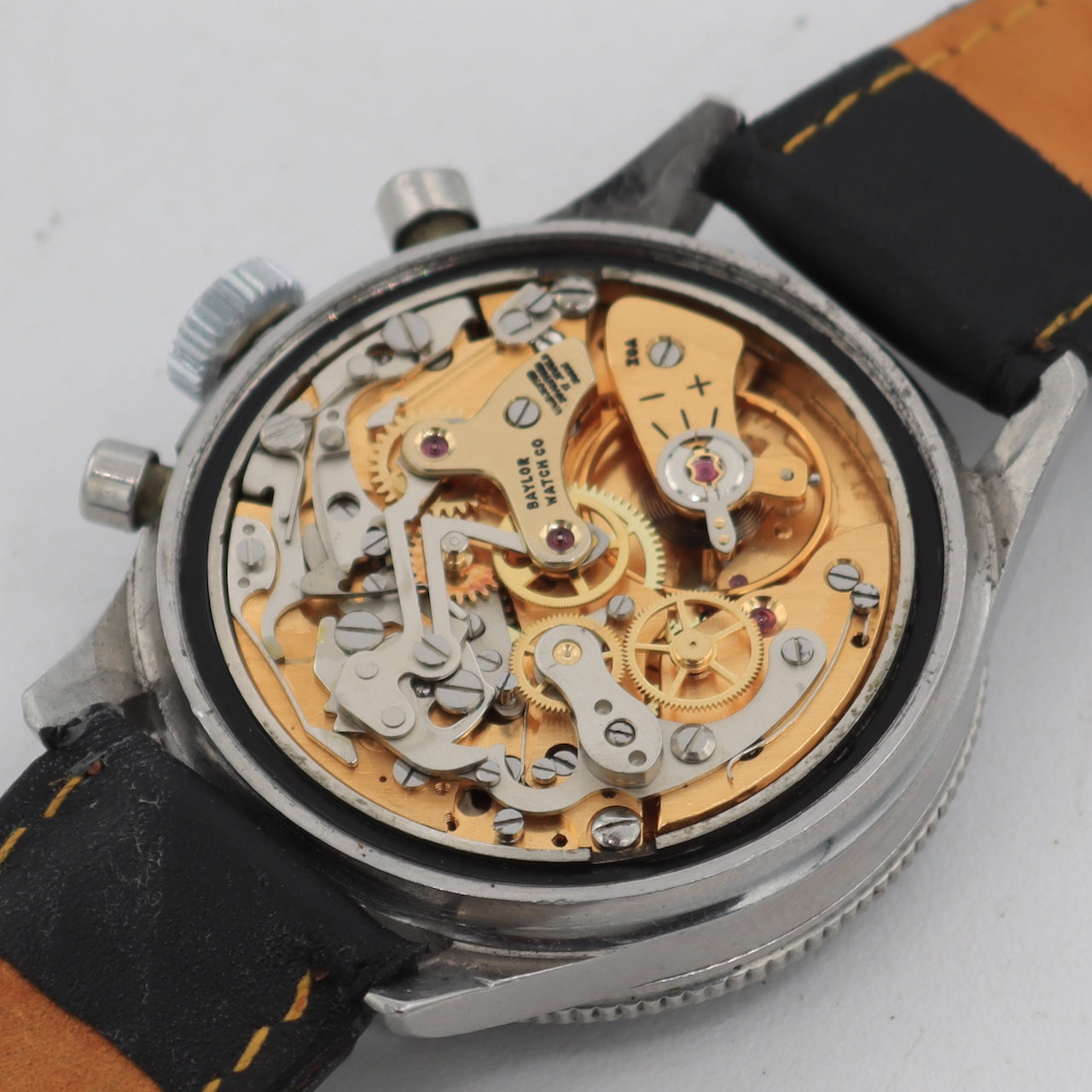 Vintage Baylor 1079 Reverse Panda Men's Chronograph Wristwatch Landeron 349