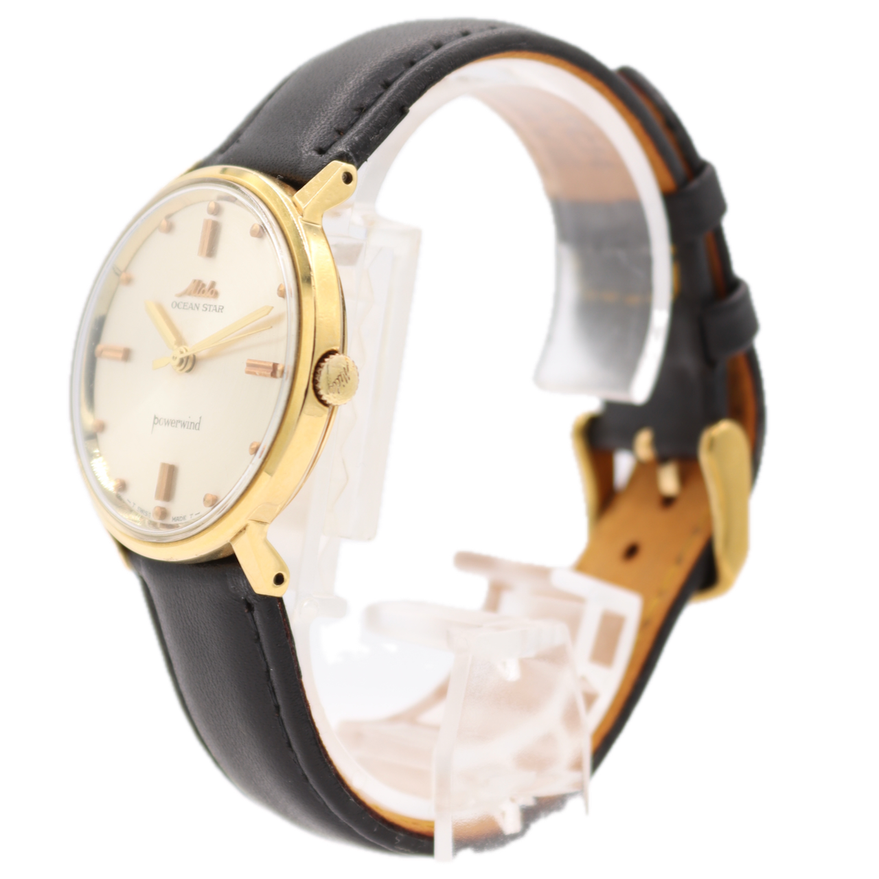 Vintage 33mm Mido Ocean Star Powerwind Men's Automatic Wristwatch Gold Plated