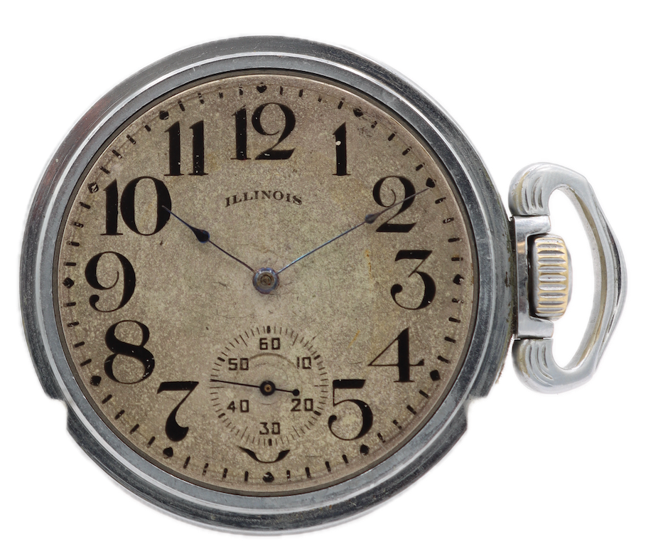 Antique 16s 1911 Illinois 15 Jewel Hunter Pocket Watch 303 Chrome Plated