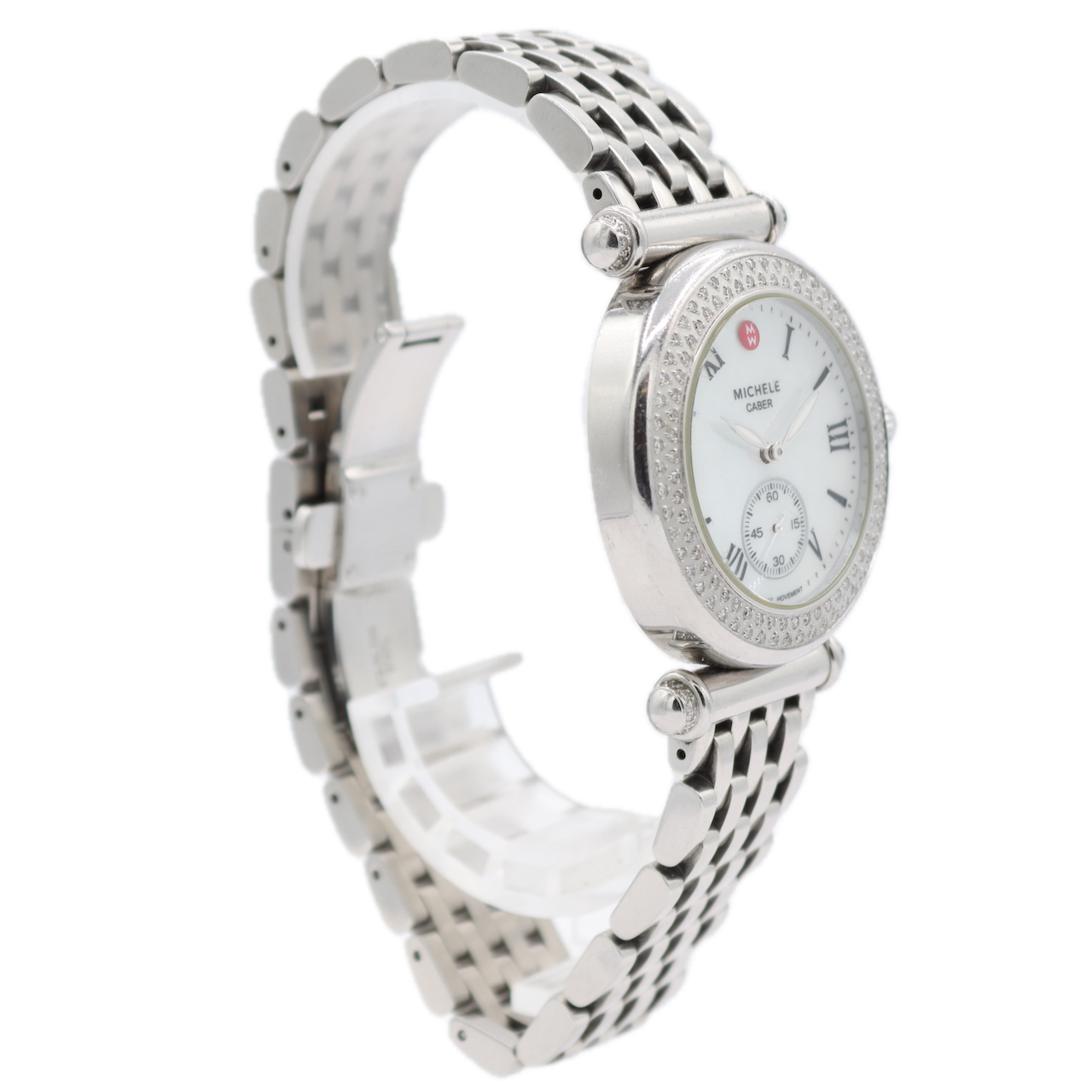 37mm Michele Caber Diamond Watch Ladies Quartz Wristwatch Swiss Steel With Box