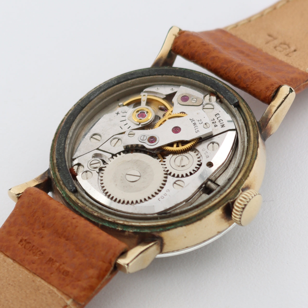 Vintage 30mm Lord Elgin 7685 Panorama 23j Men's Mechanical Wristwatch 14k GF