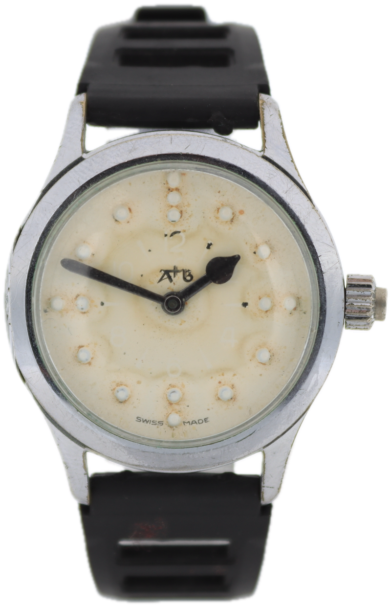Vintage A+B Braille Men's Automatic Wristwatch ETA 2770 Swiss Steel & Chrome