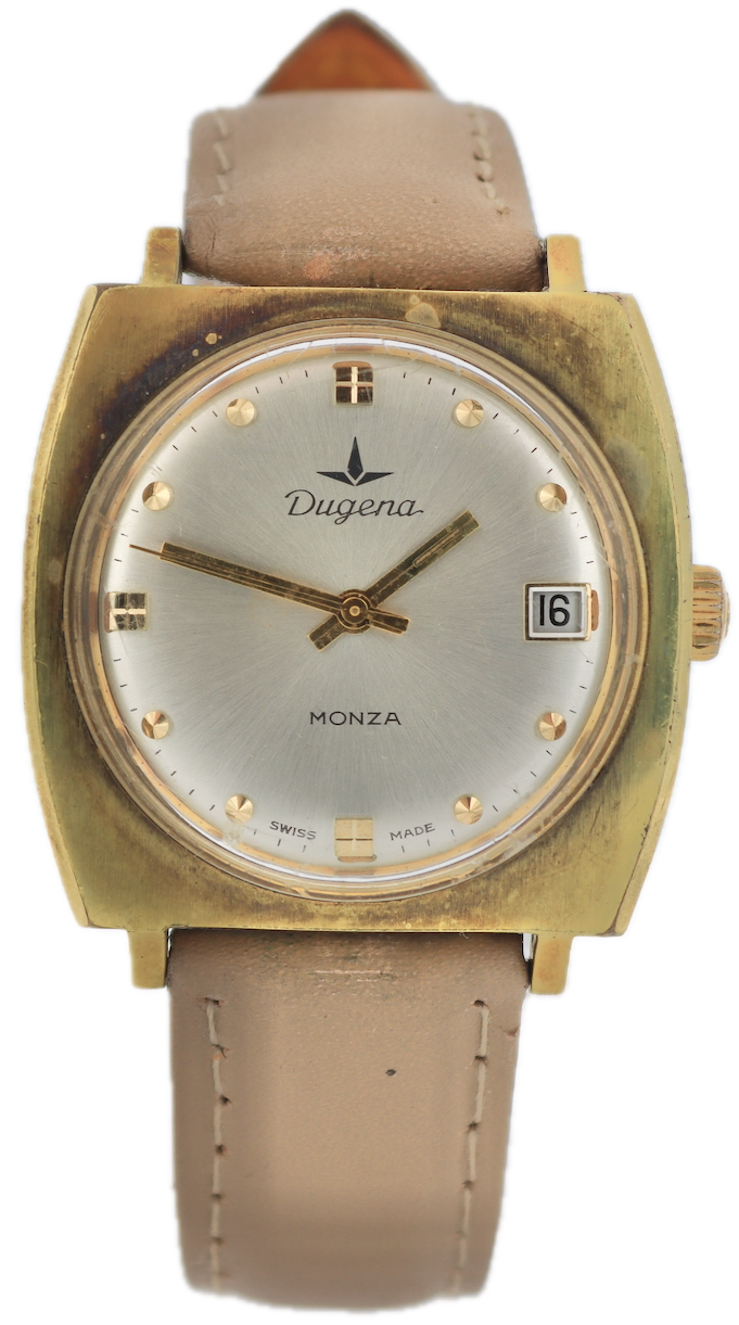Vintage Dugena 2408 Monza Sunburst Men's Mechanical Wristwatch 986 Gold Tone