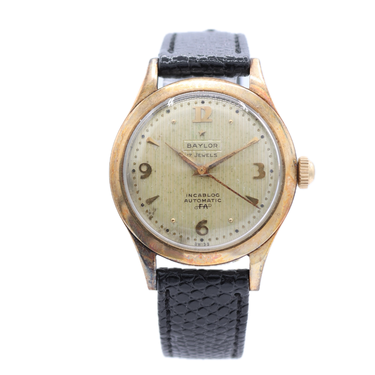 Vintage 33mm Baylor FA Men's Automatic Wristwatch AS 1861 Swiss Gold Capped