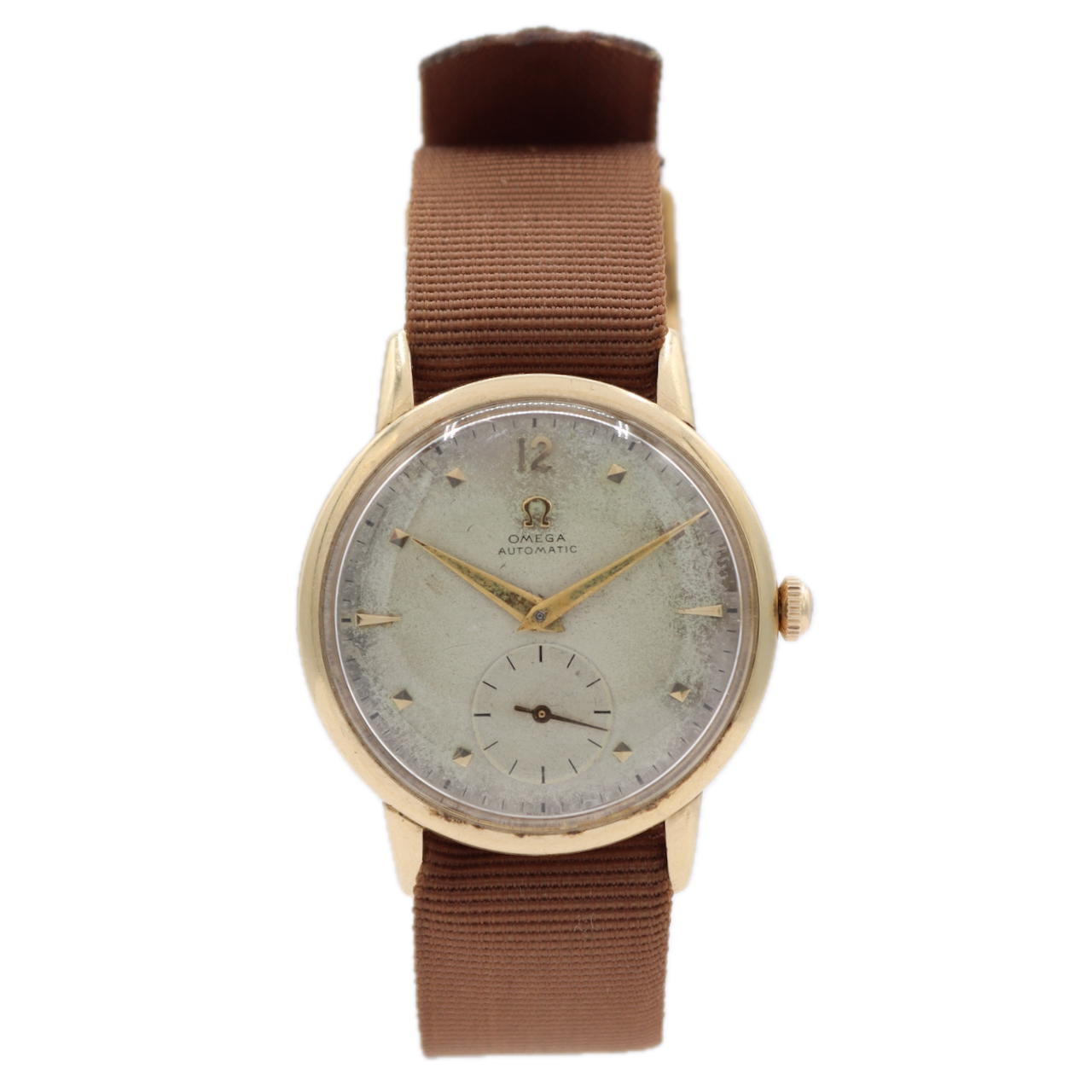 Vintage 32mm 1949 Omega 17 Jewel Men's Automatic Wristwatch 342 Swiss 14k GF
