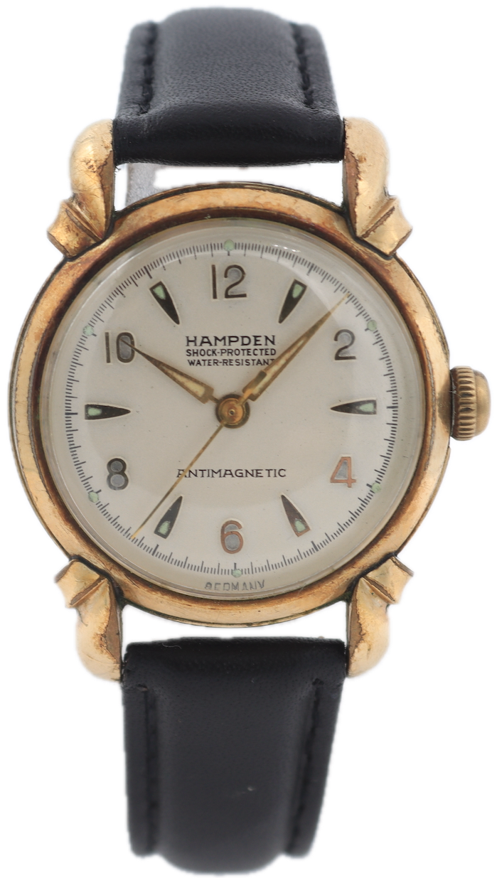 Vintage Hampden Deco Lugs Men's Mechanical Wristwatch 7799 Steel & 10k RGP