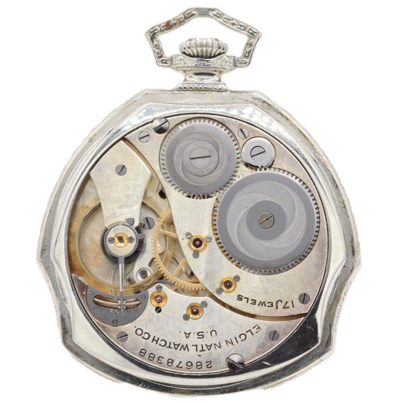 Antique 12s 1926 Elgin Art Deco Mechanical Pocket Watch 345 14k GF USA Runs