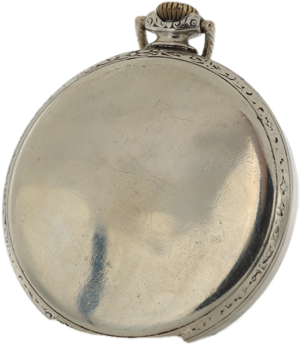 Antique Abra Floral Dial Mechanical Open Face Pocket Watch Nickel Swiss
