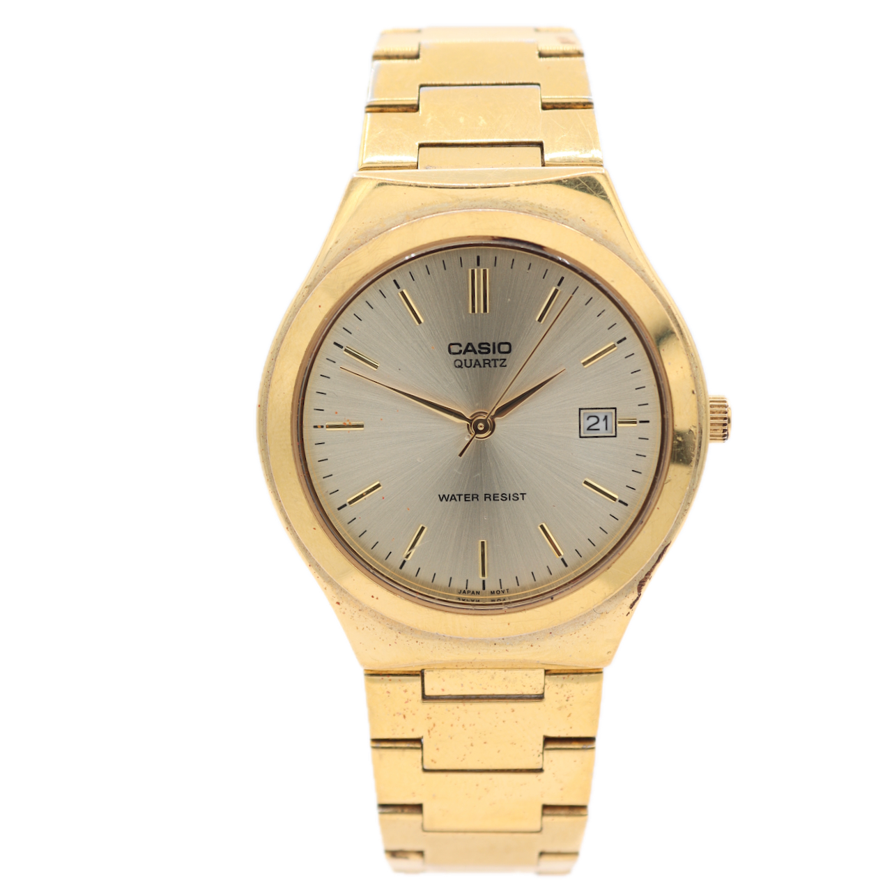Vintage Casio MTP-1170 Date Men's Quartz Wristwatch 1332 Japan Gold Tone