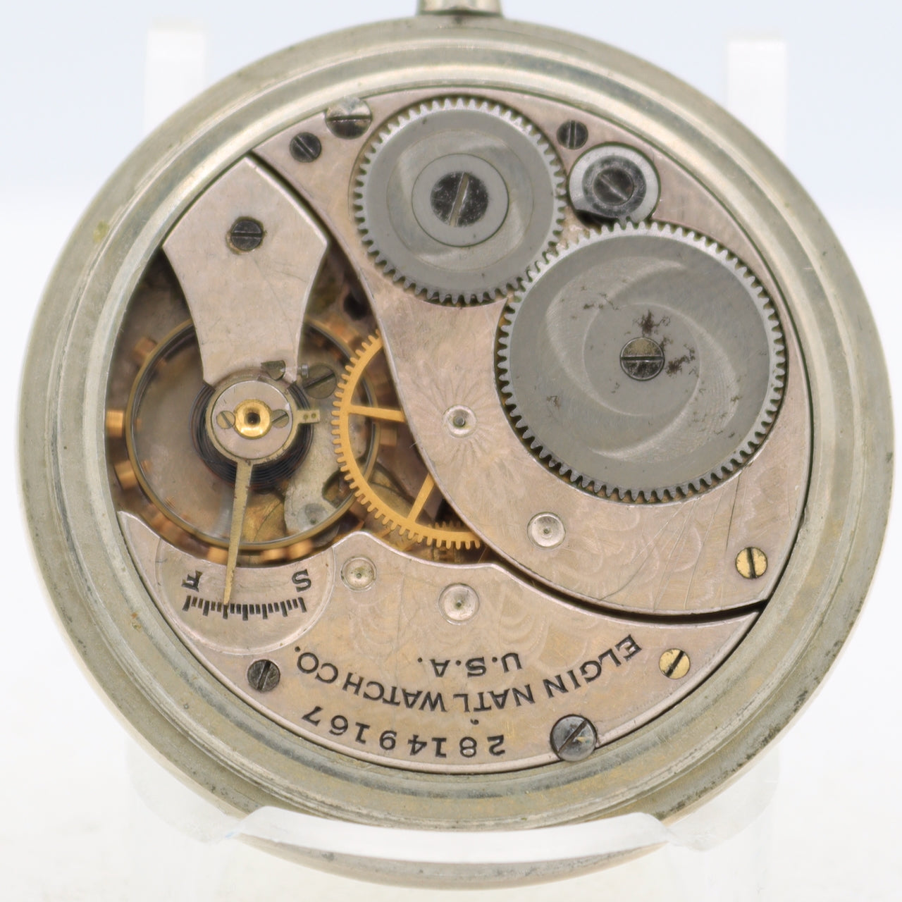 Antique 12 Size Elgin 7 Jewel Mechanical Pocket Watch 303 Silverode USA