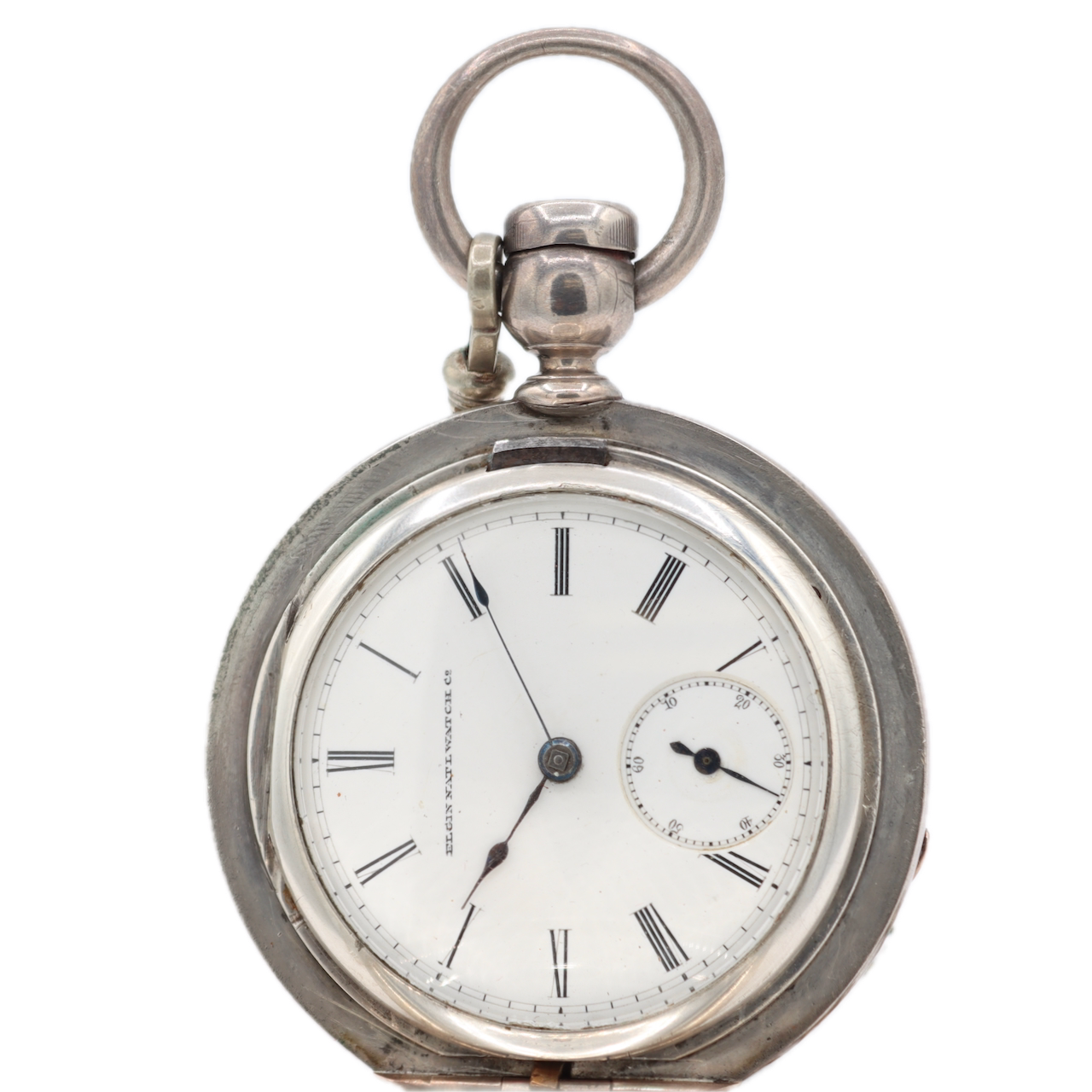 Antique 1884 Elgin 6 Ounce 11J Key Wind Hunter Pocket Watch 13 Coin Si
