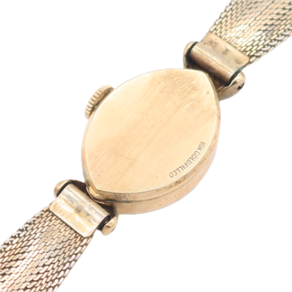 Vintage Lady Elgin Linen Bezel Ladies Mechanical Wristwatch 900 10k Gold Filled