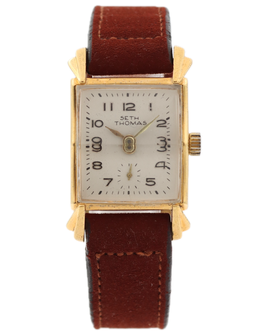 Vintage Seth Thomas Dress Men's Mechanical Wristwatch 802 Steel & 10k RGP