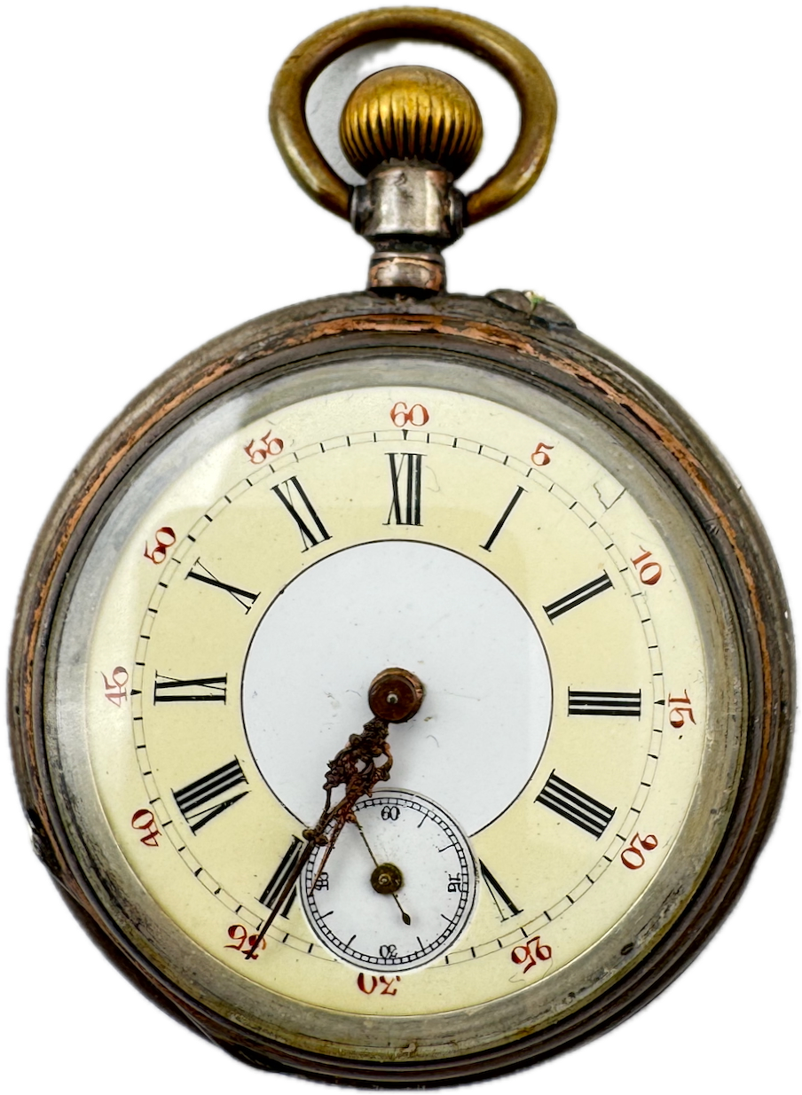 Antique Unbranded Shield 6 Jewel Mechanical Pocket Watch .800 SilverSwiss