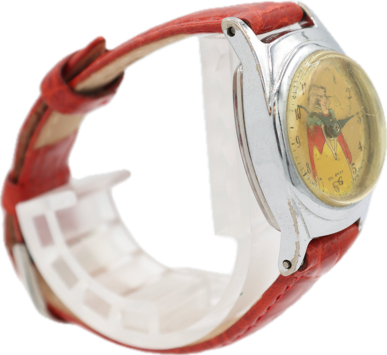 Vintage 23mm U.S. Time Snow White Children's Mechanical Wristwatch USA Chrome