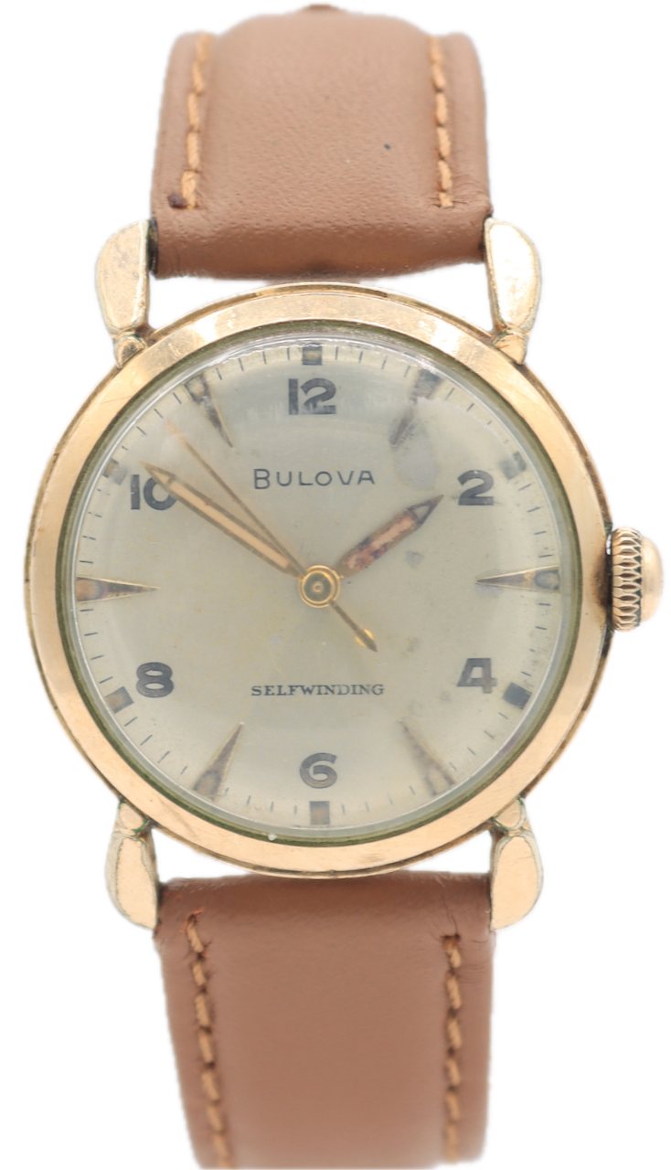 Vintage 1954 Bulova Sector Men's Automatic Wristwatch 10 CSC Steel & 10k RGP
