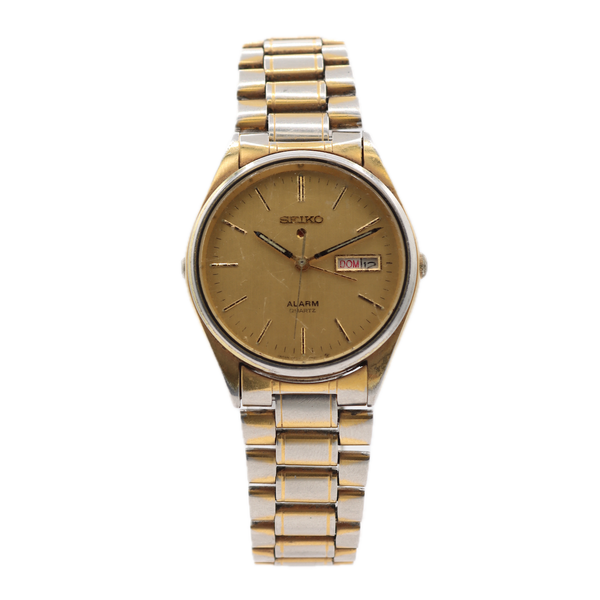 Vintage Seiko 5C23-8009 A4 Alarm Men's Quartz Wristwatch Japan Gold To