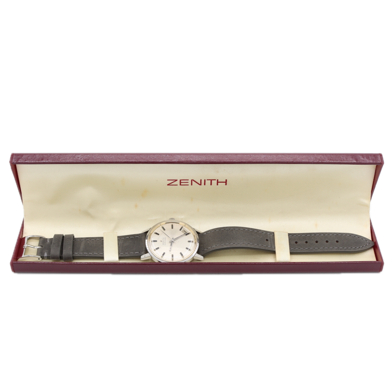 Vintage 36mm Zenith Sunburst 25 Jewel Men's Automatic Wristwatch Swiss Steel