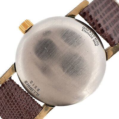 Vintage 31.5mm Illinois 9512 Men's Manual Wristwatch Swiss 10k RGP w Waffle Dial