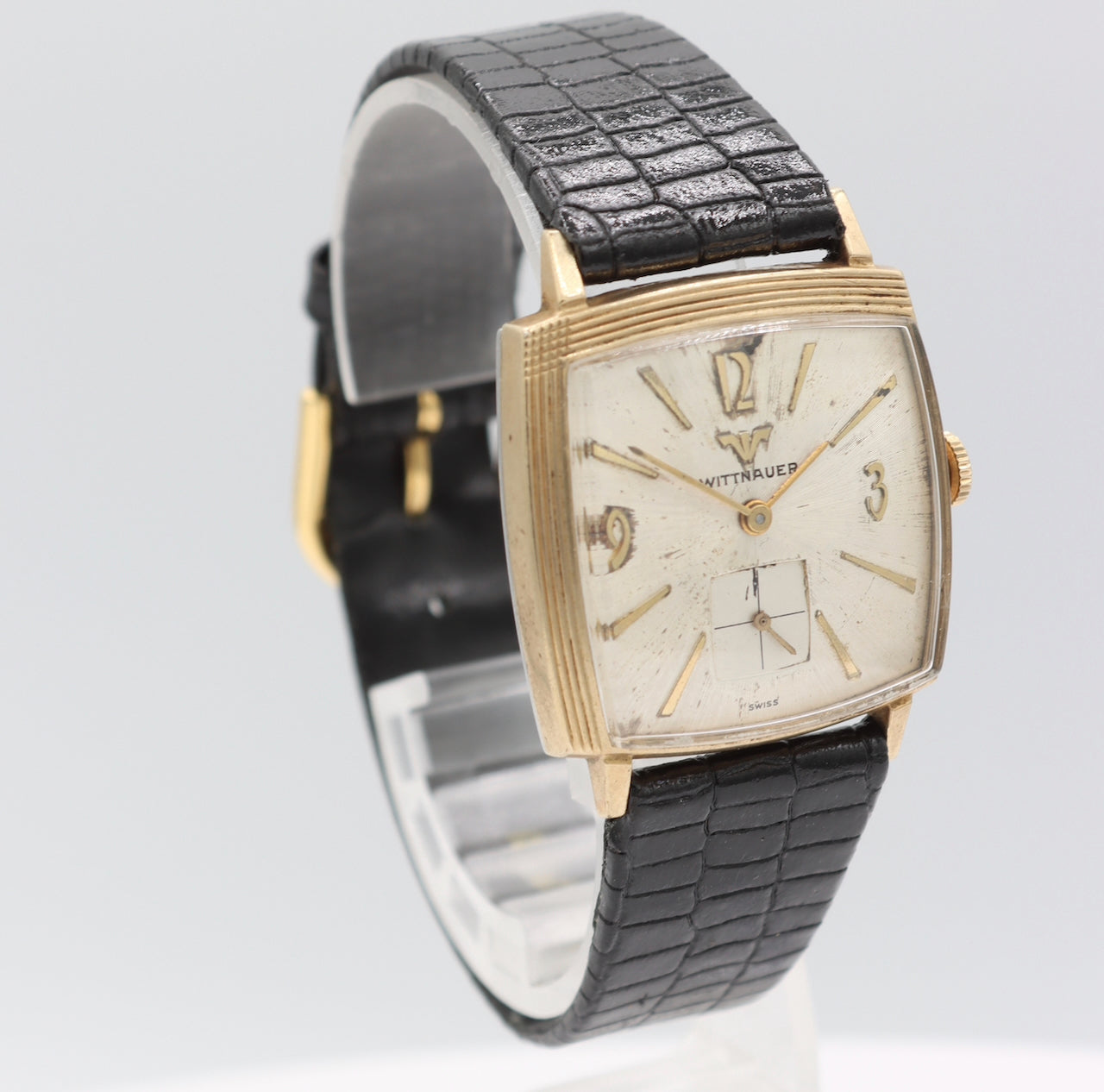 Vintage 29mm Wittnauer 2515 Asymmetric Men's Mechanical Wristwatch 11BG 10k RGP