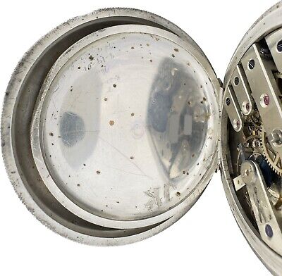 Antique 55mm Early Longines George Agassiz Hunter Pocket Watch Coin Silver Rare