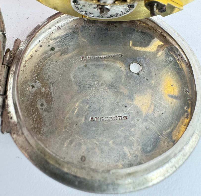 Antique Tortoise Shell Pair Case Key Wind Fusee Pocket Watch Augsberg Germany