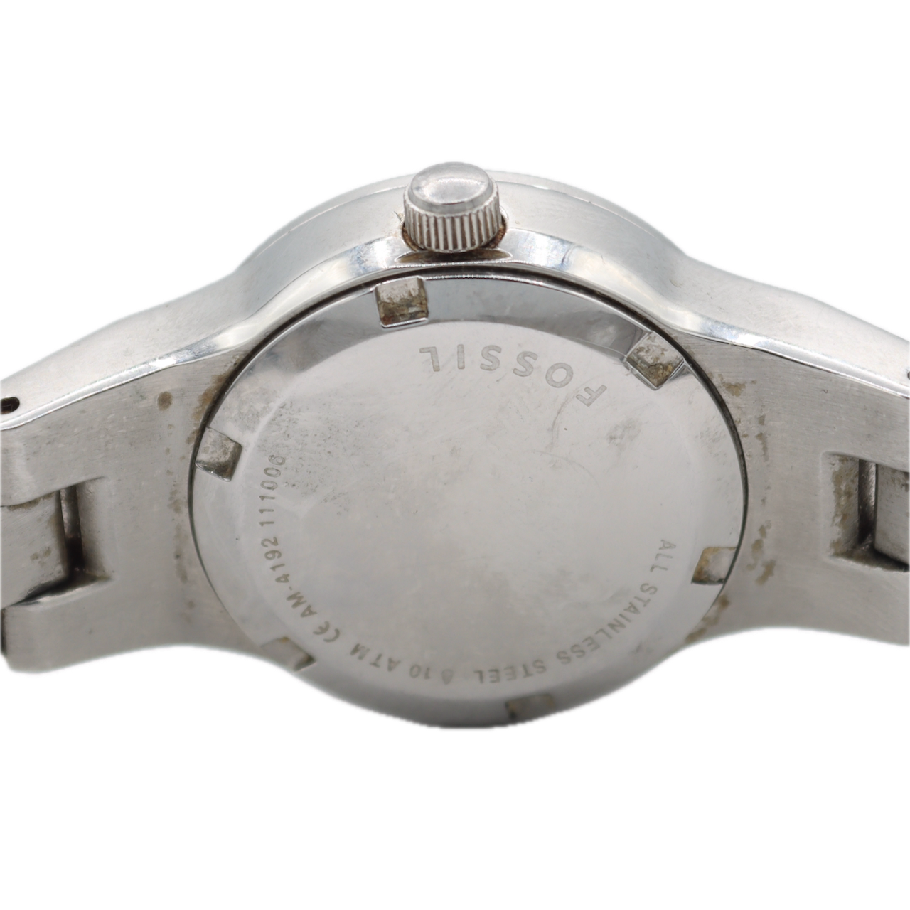 Vintage Fossil AM 4192 Glitz Diamonds Ladies Quartz Wristwatch Stainless Steel