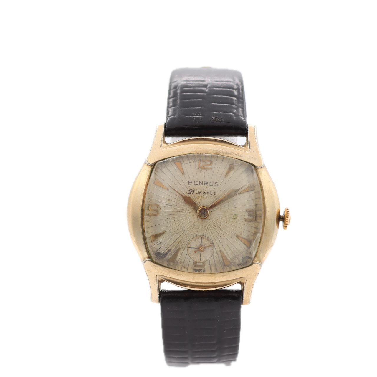 Vintage Benrus Sunburst Men's Mechanical Wristwatch EC 41 Swiss 10k RGP & Steel