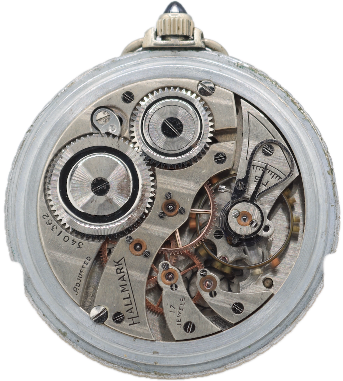 Antique 12s Hallmark Engraved Edge 17 Jewel Mechanical Pocket Watch USA