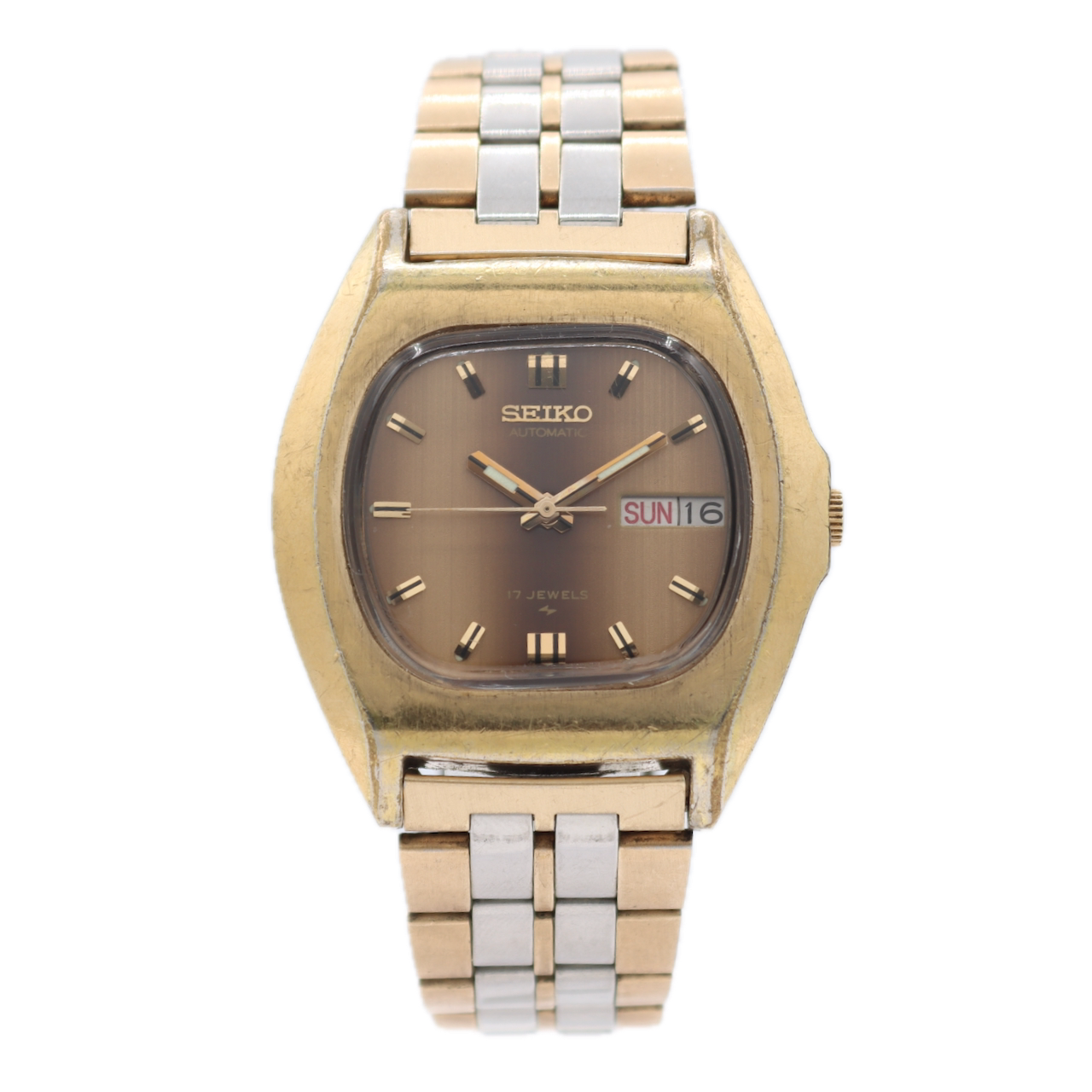 Vintage 38mm Seiko 7009-5019 Day Date Men's Automatic Wristwatch Two Tone