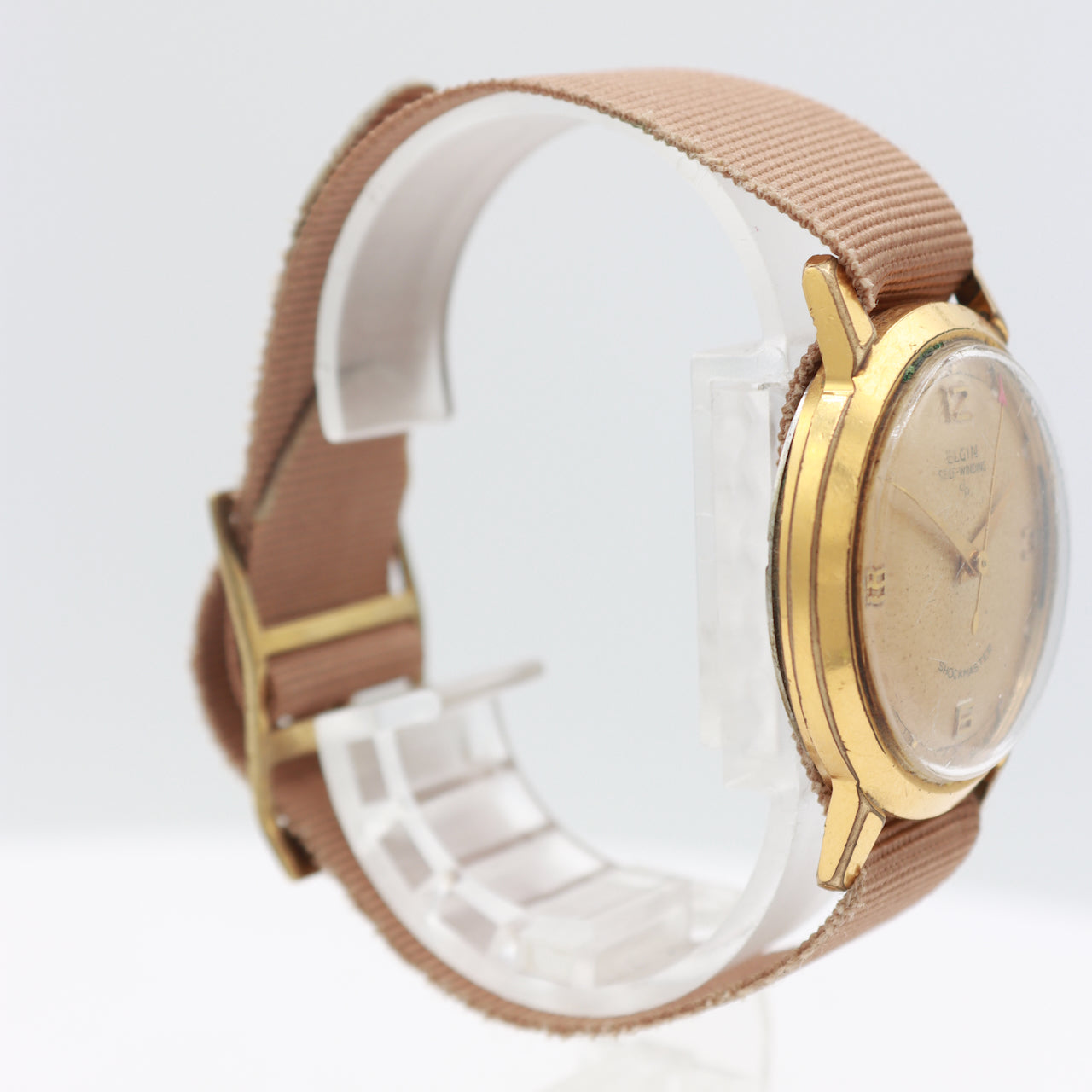 Vintage Elgin Shockmaster Men's Automatic Wristwatch 643 Swiss Gold Tone