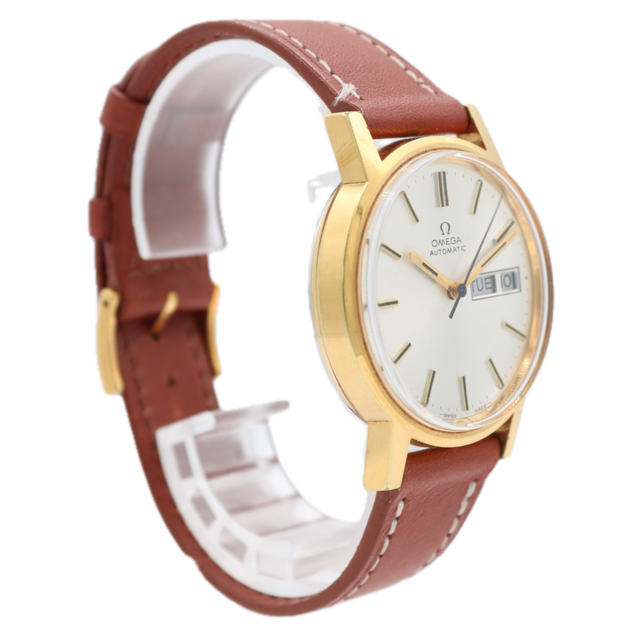 Vintage 1975 Omega 166.0117 Day Date Men's Automatic Wristwatch Gold Plated