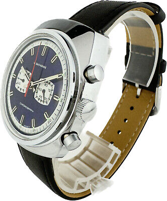 Vintage Wakmann Men's Manual Wind Chronograph Wristwatch Blue