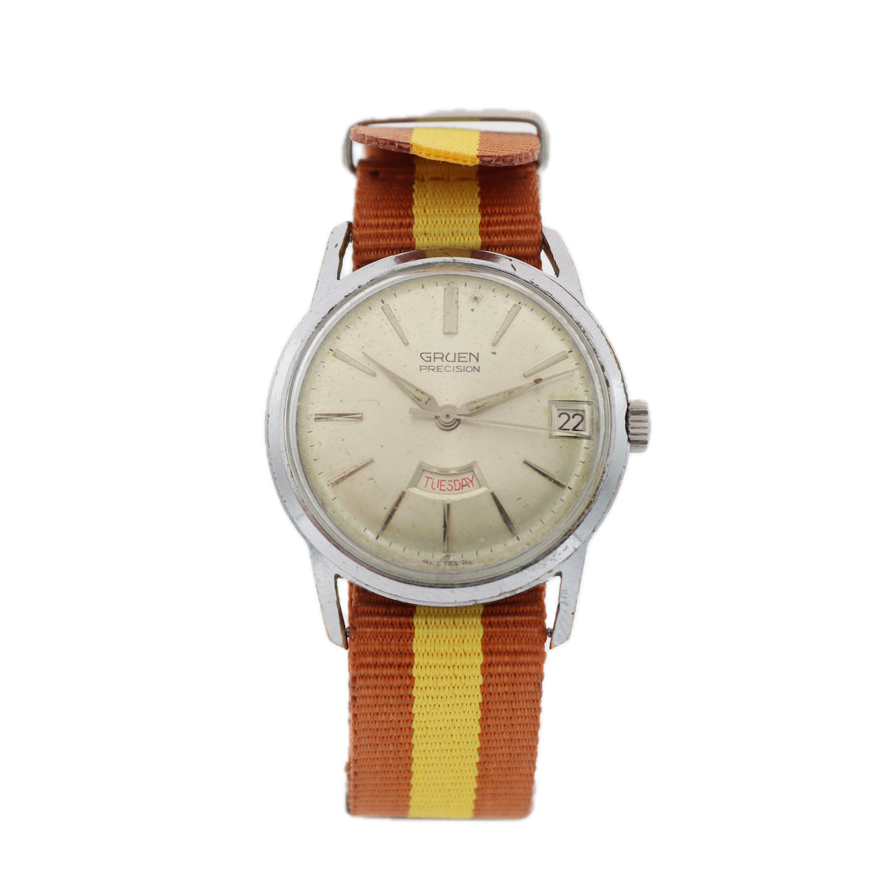 Vintage Gruen Precision Men's Mechanical Wristwatch 522 CD Swiss Steel & Chrome