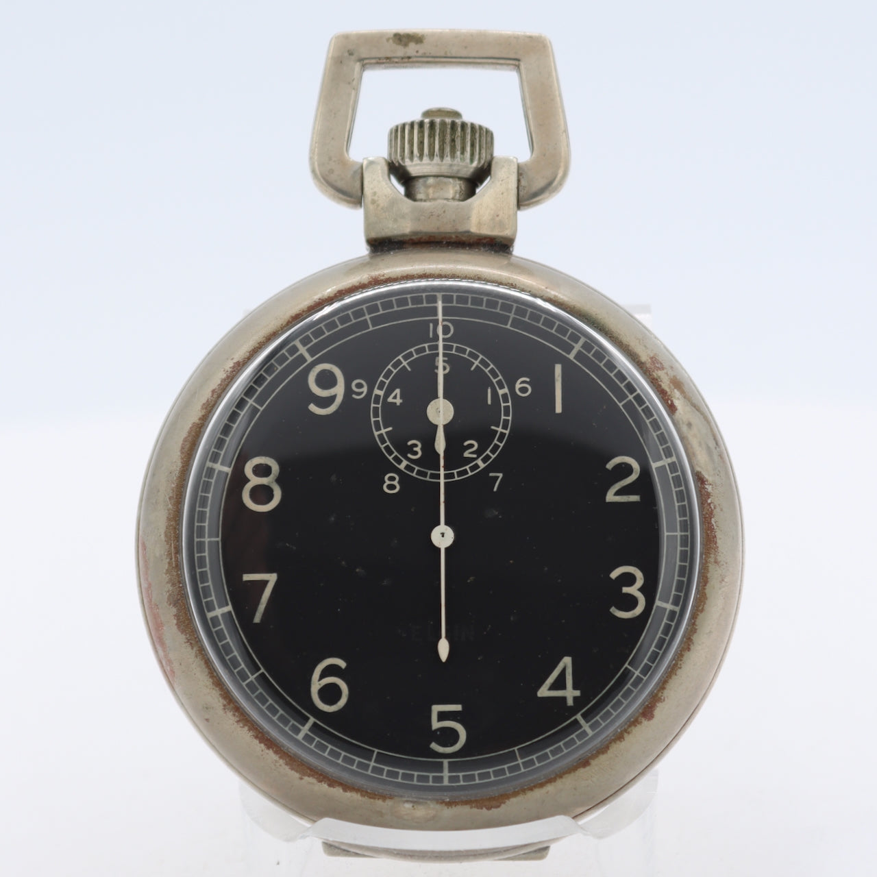 Antique 16s 1945 Elgin Jitterbug Type A-8 15J Pocket Watch 582 WW2 Nickel USA