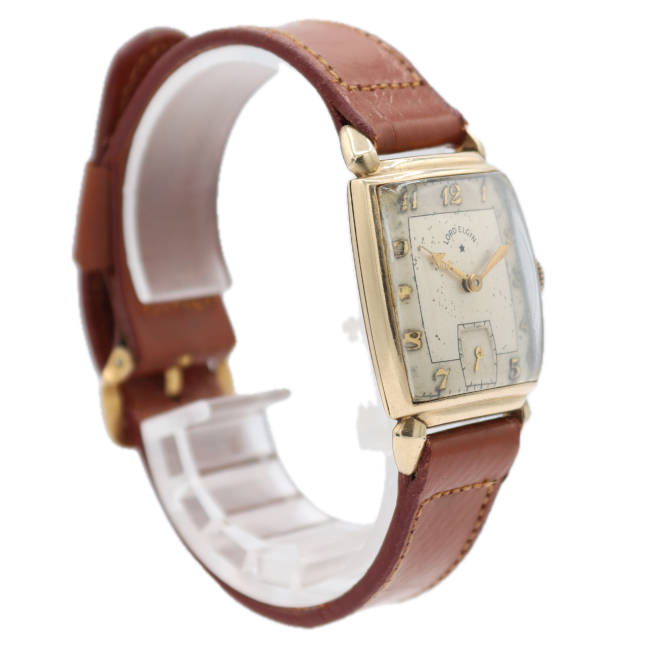 Vintage 1946 Lord Elgin Horned Lugs Men's Mechanical Wristwatch 559 USA 14k GF