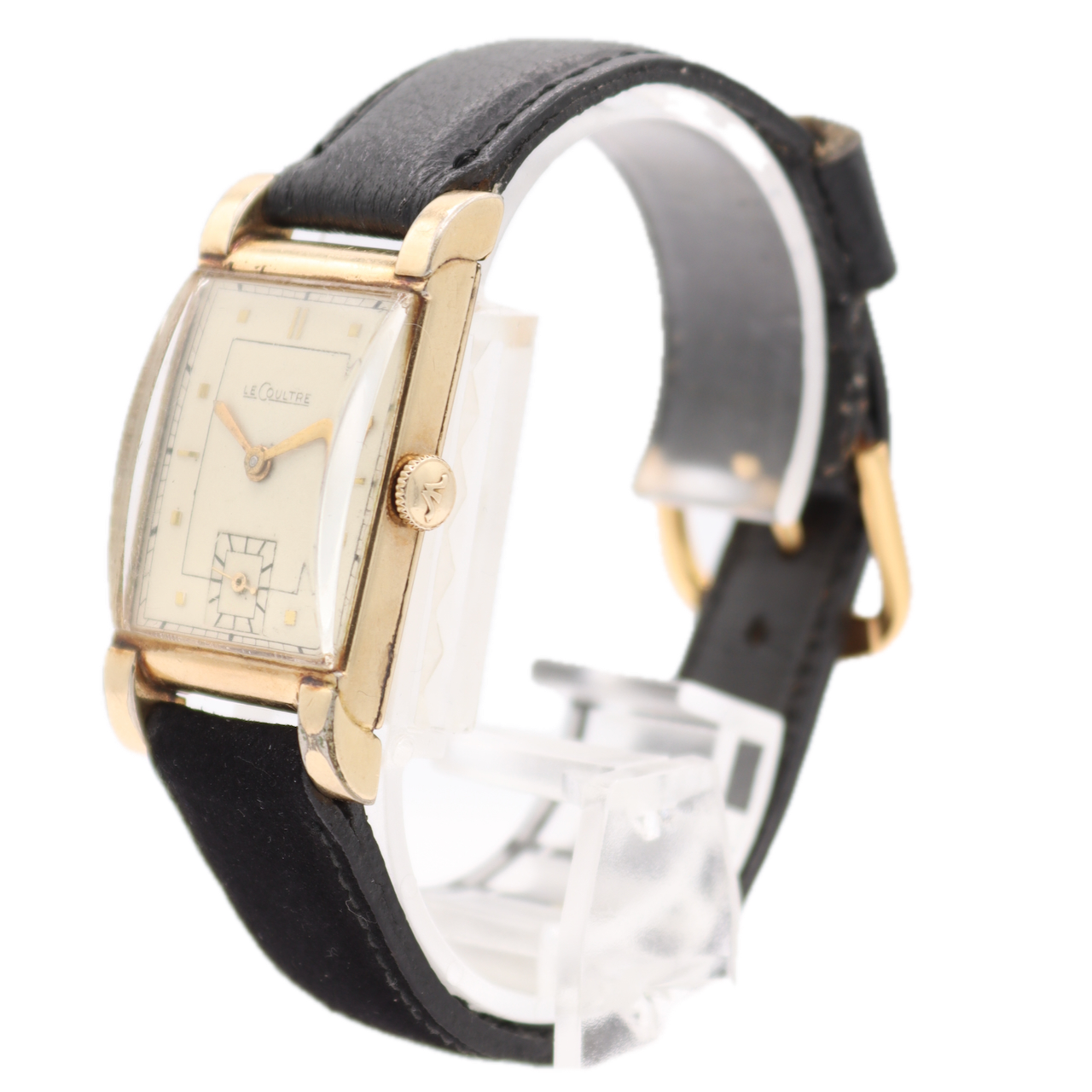 Vintage 20mm 1947 LeCoultre Tank Style Men's Mechanical Wristwatch Swiss 10k GF