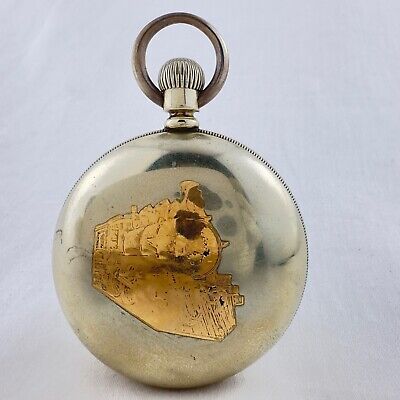 Antique 18S Elgin B.W. Raymond 17J Railroad Pocket Watch 180 w Gilt Train Back