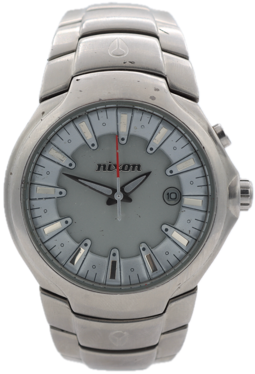 2004 Nixon The Venture Silver Date Men's Quartz Wristwatch Stainless Steel