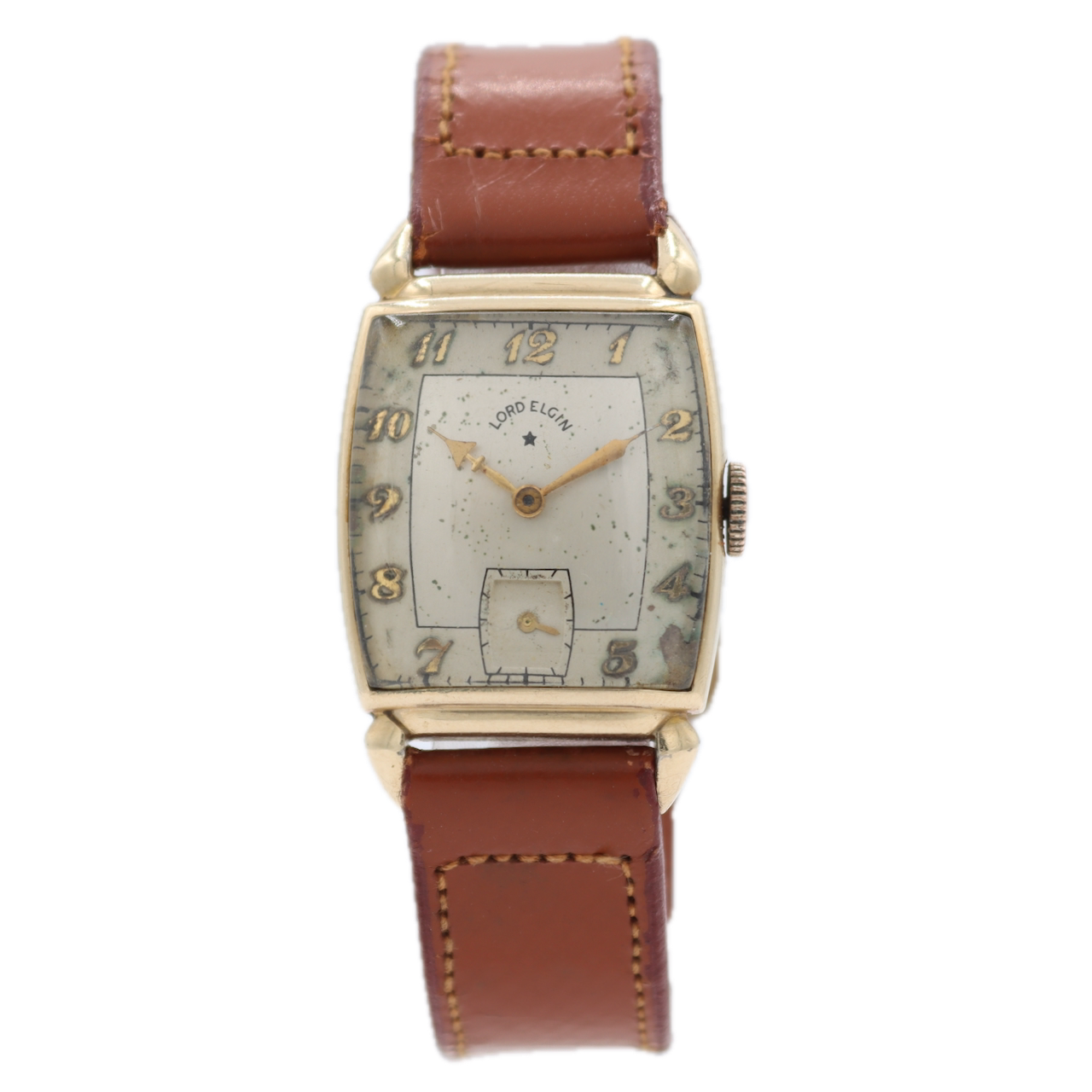 Vintage 1946 Lord Elgin Horned Lugs Men's Mechanical Wristwatch 559 USA 14k GF