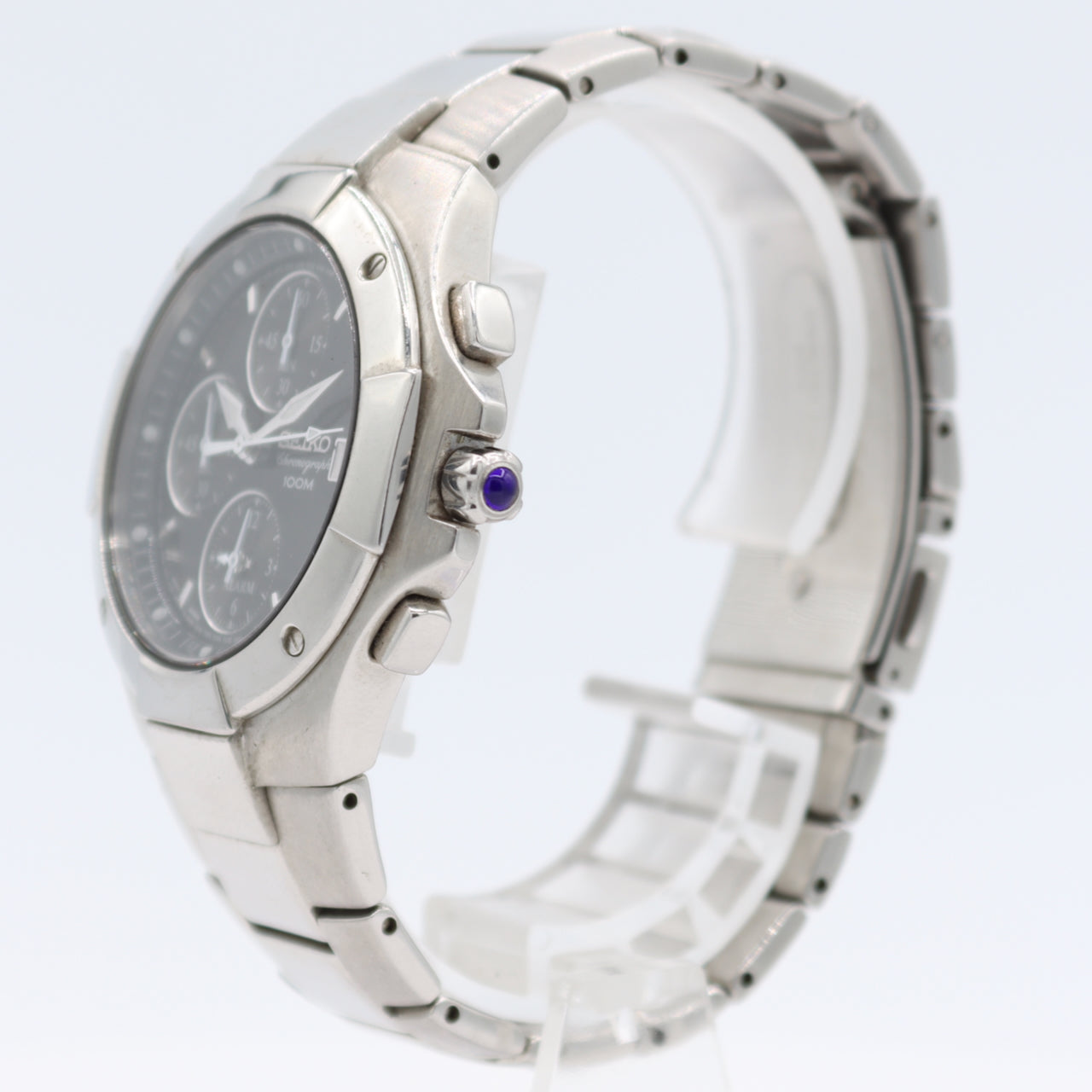 40.5mm Seiko 7T62-0DP0 Black Men's Quartz Chronograph Wristwatch Japan