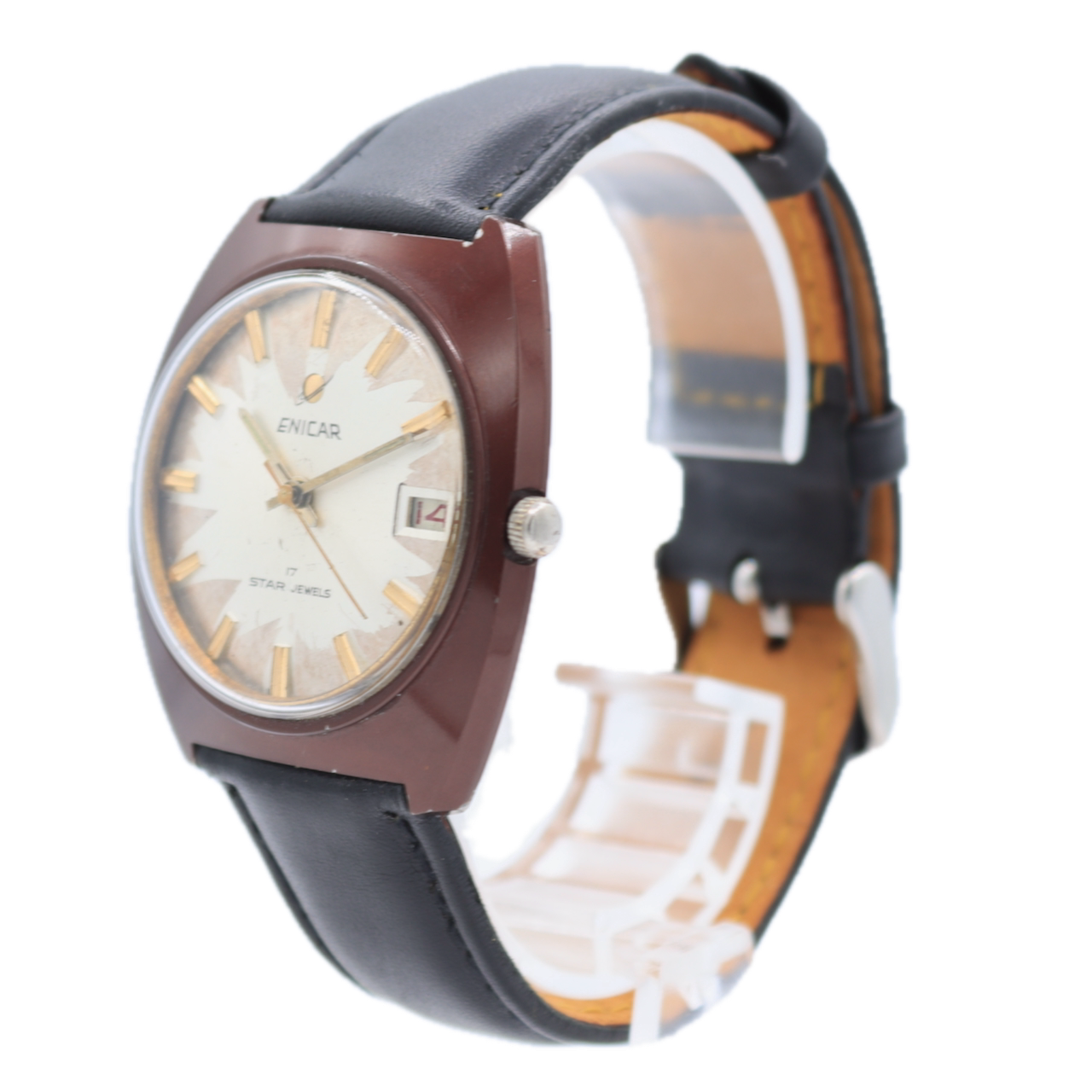 Vintage 36mm Enicar 2342 Date 17 Jewel Men's Mechanical Wristwatch AR1141 Steel