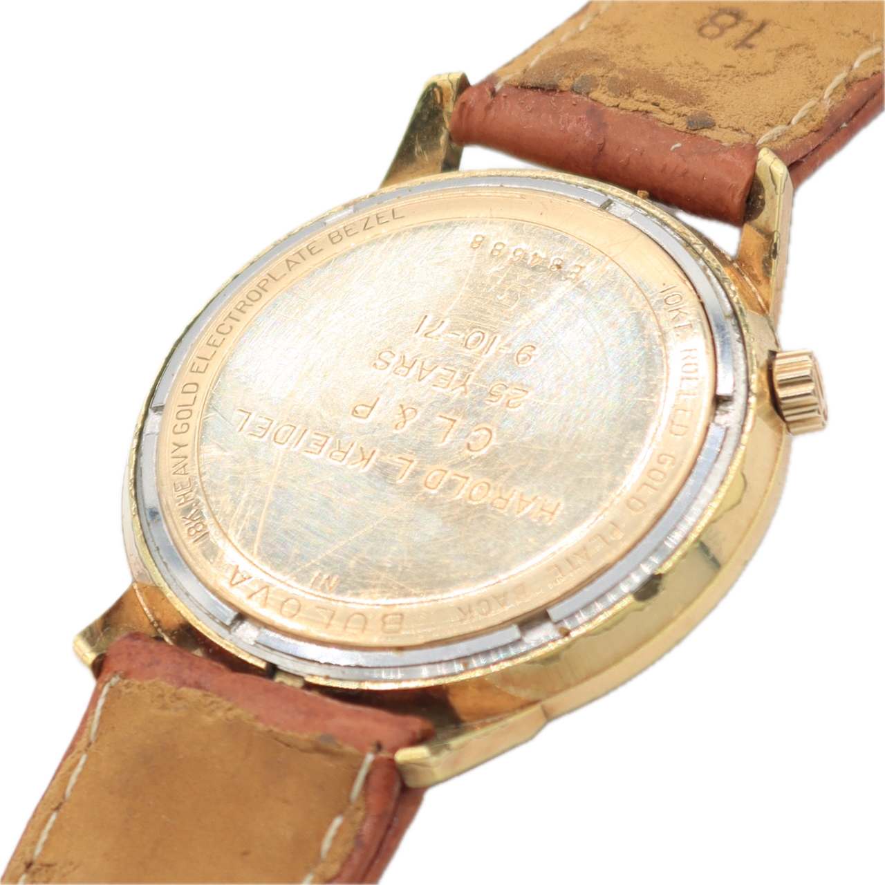 Vintage 34mm Accutron Frosted Dial Men's Tuning Fork Wristwatch 218 10k RGP