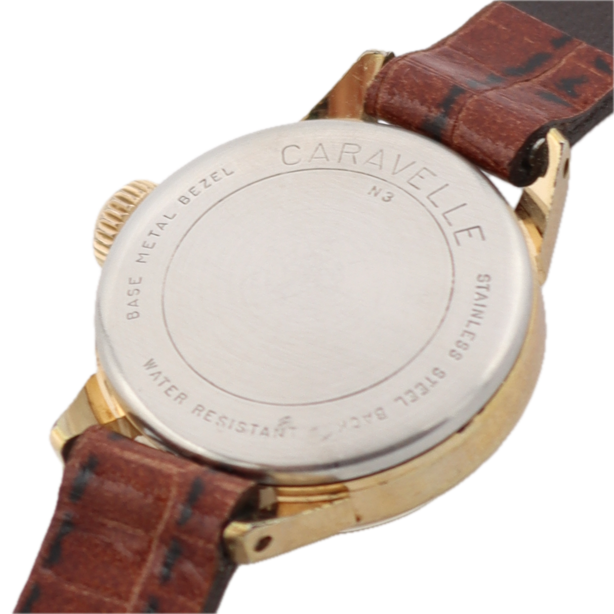 Vintage 21.5mm 1973 Caravelle Champagne Ladies Mechanical Wristwatch Gold Tone