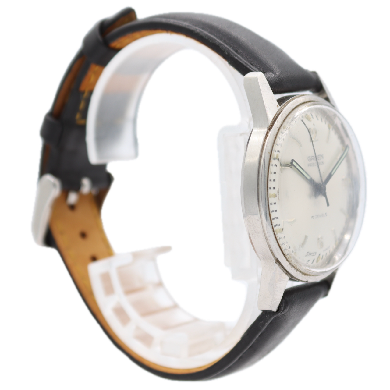 Vintage 34mm Gruen Precision Men's Mechanical Wristwatch Swiss Made S.Steel