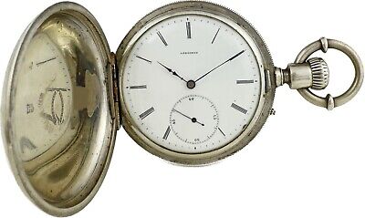 Antique 55mm Early Longines George Agassiz Hunter Pocket Watch Coin Silver Rare