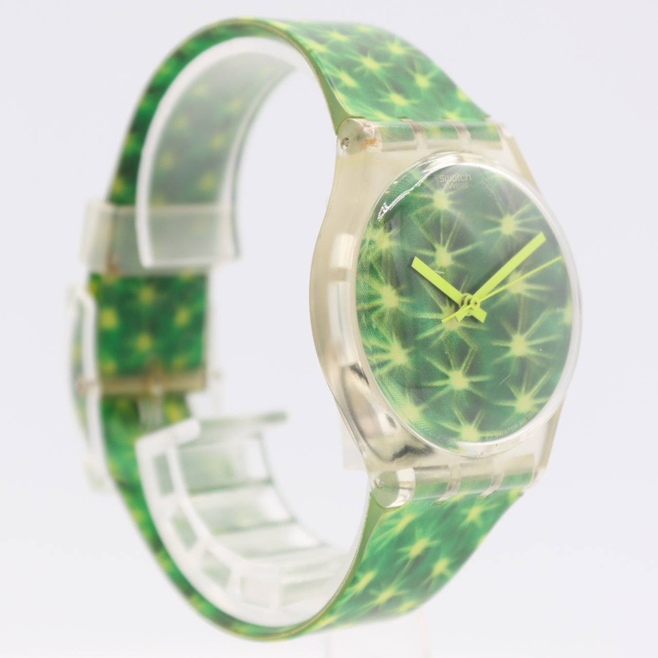 34mm 1997 Swatch GK245 Cactus Men's Quartz Wristwatch Swiss Transparent W/Case